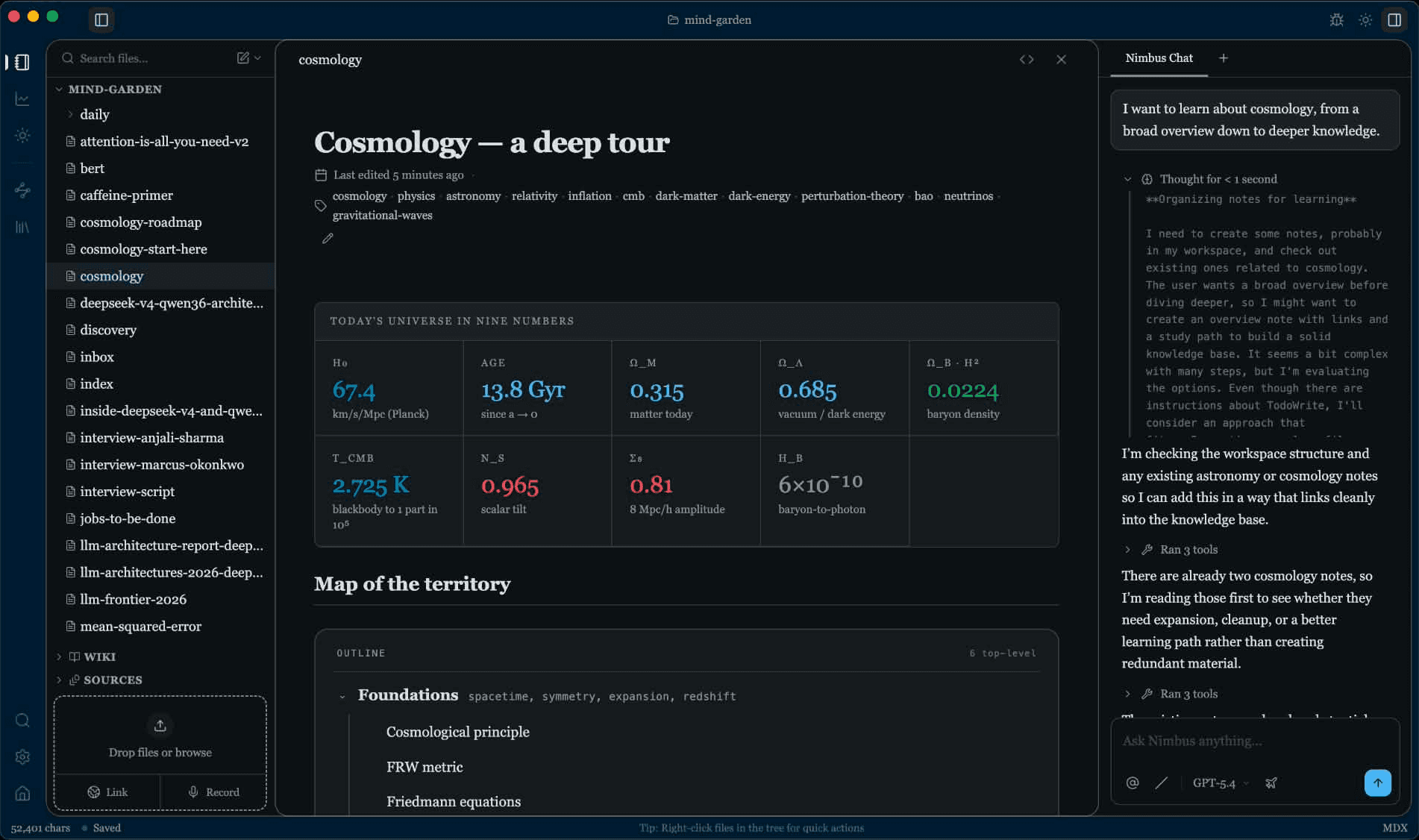 Nimbase app — dark mode