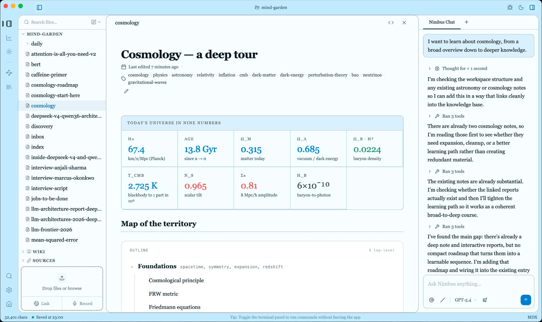 Nimbase app — light mode